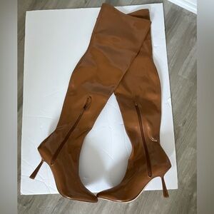 Cognac Faux Leather Over the Knee Boot Hill size 7.5